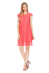 Fashion photo of young magnificent woman wearing dress