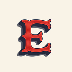 E letter logo in vintage western style.