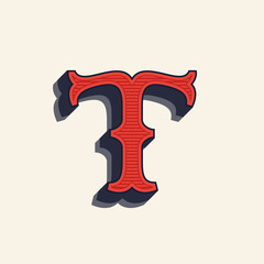 T letter logo in vintage western style.