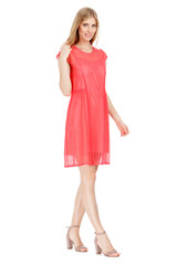 Fashion photo of young magnificent woman wearing dress