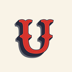 U letter logo in vintage western style.