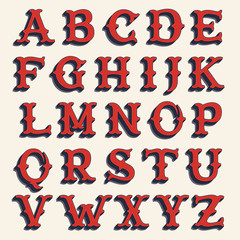 Retro alphabet. Vintage western style volume typeface.