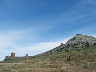 Fototapeta na wymiar Genoese fortress on Krepostnaya mountain, Crimea 