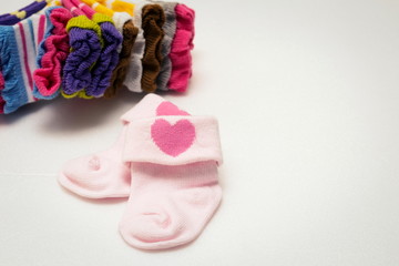 Fototapeta na wymiar Socks for newborn babies on white background,Socks kids