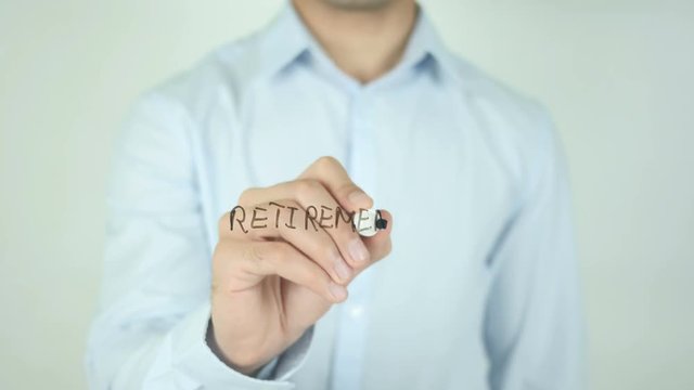 Retirement Plan, Man Writing on Screen