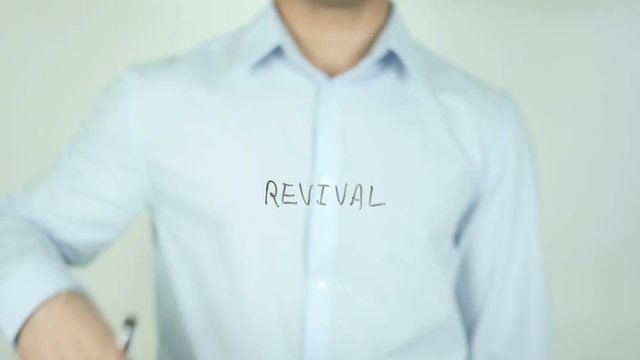 Revival, Man Writing on Screen