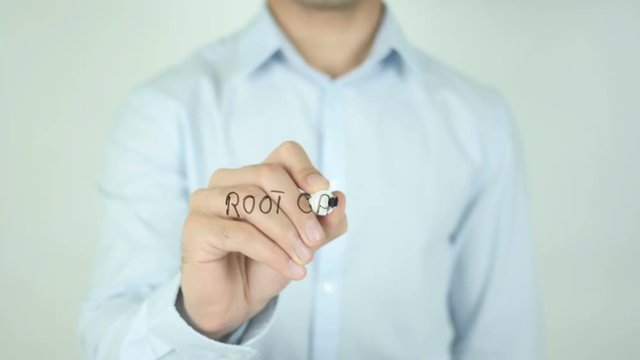 Root Cause, Man Writing on Screen