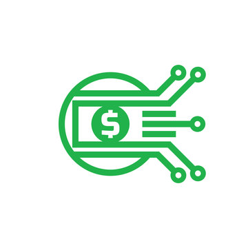 Mobile Payment. Digital Money Dollar - Vector Logo Template Illustration. Currency - Creative Sign. Design Element.