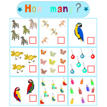 Children's logical educational educational game "How many?"