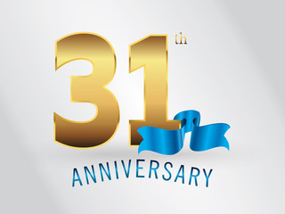 31 Years Anniversary Gold Logo and Blue Ribbon