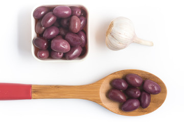 Black olives into a bowl