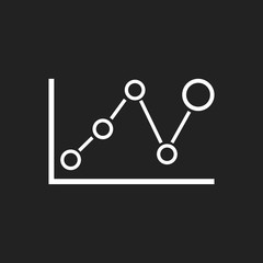 Business graph icon. Chart flat vector illustration on black background.