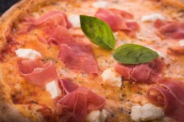italian pizza with prosciutto and cheese