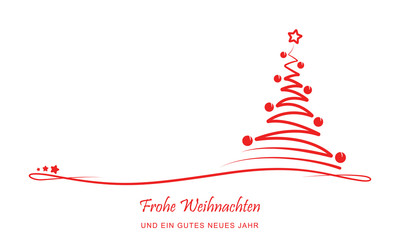 Grußkarte zu Weihnachten - abstrakter Weihnachtsbaum (Rot)