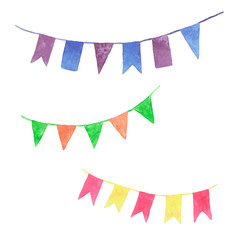Fototapeta premium Vector set of watercolor flags. Hand drawn elements for original design