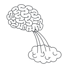 Brain and cloud draw icon. Big idea creativity imagination and inspiration theme. Isolated design. Vector illustration
