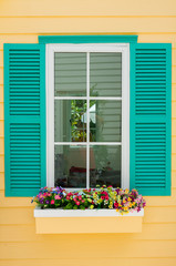 Colorful wooden windows
