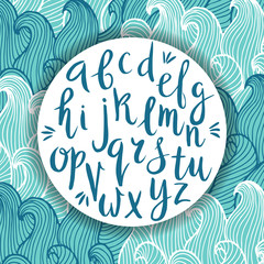 Letters of alphabet written with pen and ink. Unique vector . Calligraphy script. Lettering design.