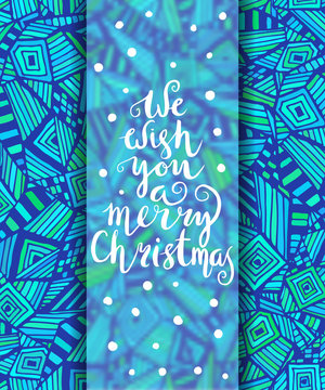 We wish you a merry Christmas - quote on patterned background