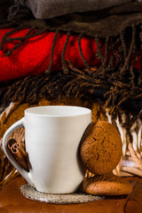 cold evening under the cozy blanket and with a hot herbal tea