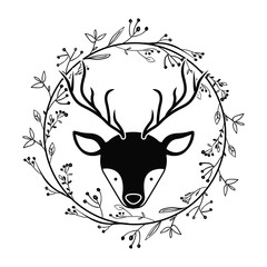 Reindeer icon. Christmas season decoration and celebration theme. Isolated and silhouette design. Vector illustration