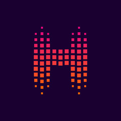 Letter H logo.Dots logo colorful,pixel shape logotype vector design