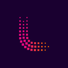 Letter L logo.Dots logo colorful,pixel shape logotype vector design
