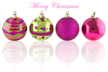 colorful christmas balls isolated with reflecrion