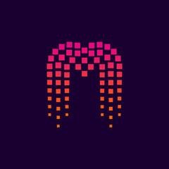 Letter M logo.Dots logo colorful,pixel shape logotype vector design