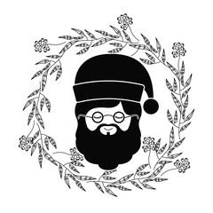 Santa icon. Christmas season decoration and celebration theme. Isolated and silhouette design. Vector illustration