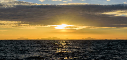 sunset and shadow sea