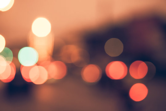 Night in city ray lights bokeh glitter defocused abstract background