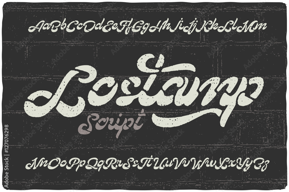 Aufkleber bold calligraphic font named 