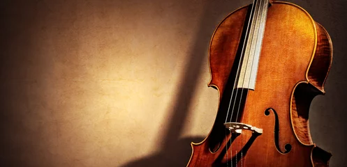 Rolgordijnen Cello background with copy space for music concept © Brian Jackson
