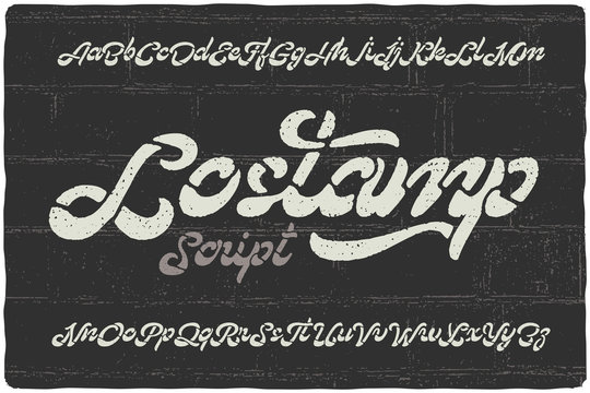 Bold calligraphic font named "Lostamp" with rough stencil effect