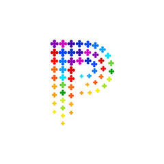 Letter P logo,Flower Colorful, beauty and fashion logo