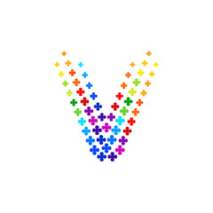 Letter V logo,Flower Colorful, beauty and fashion logo