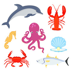 Sea creatures vector