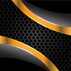 Black gold on gray circle mesh design background vector illustration.