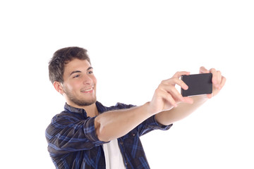 Man taking selfie with smartphone.