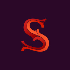 Obraz premium S letter logo in elegant retro faceted style.