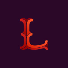 L letter logo in elegant retro faceted style.