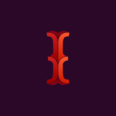 I letter logo in elegant retro faceted style.