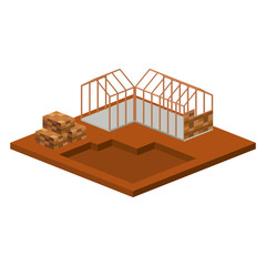 House architecture model icon. Isometric 3d structure and perspective theme. Isolated design. Vector illustration