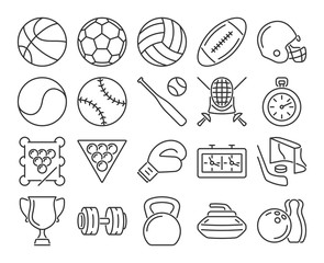 Modern line style icons set: Sport