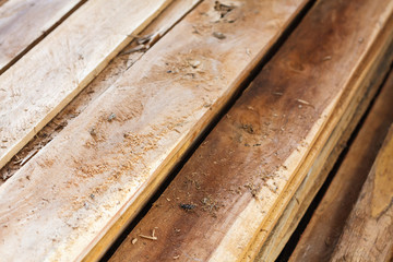 Large stack of wood planks