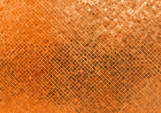 Abstract Luxury Shiny Rusty Orange Wall Flooring Tile Glass Seamless Pattern Mosaic Background Texture for Furniture Material Art Square Seamless Pattern with Shade for Modern Interior Design Style