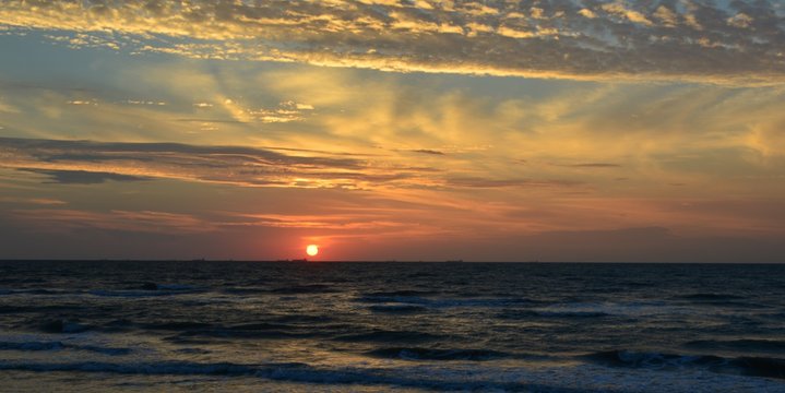 Sunrise at Galveston beach on a November morning.