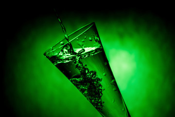 the water in the glass, spray, green
