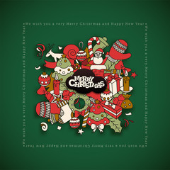 Christmas and New Year Greeting Card Design Template